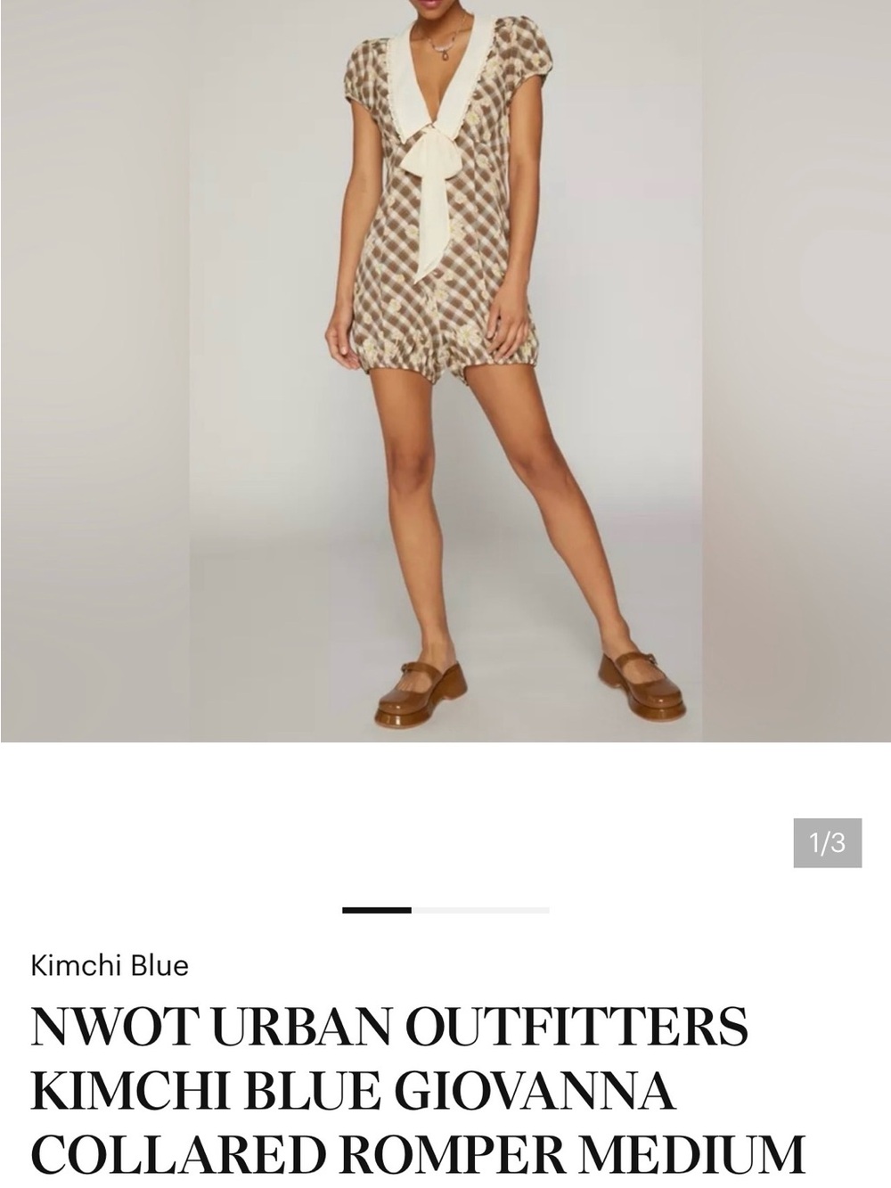 NWOT URBAN OUTFITTERS KIMCHI BLUE GIOVANNA COLLARED ROMPER MEDIUM
